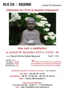 Nuit de méditation zen à Narbonne le samedi 05 décembre 2015 Nuit de méditation zen Narbonne 05 décembre 2015