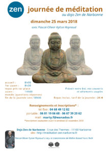 Journée de Zazen à Narbonne le 25 mars 2018