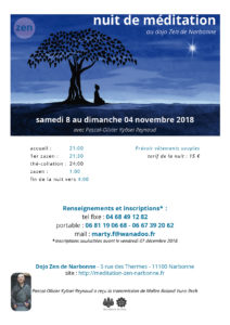 Nuit de zazen au dojo zen de Narbonne du 8 au 9 décembre 2018 Nuit de zazen au dojo zen de Narbonne du 8 au 9 décembre 2018