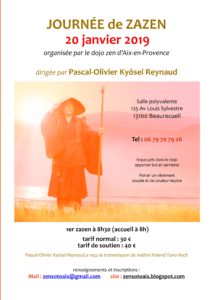 Journée de méditation zen le 20 janvier 2019 Kyosei Reynaud Journée de méditation zen le 20 janvier 2019 Kyosei Reynaud
