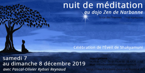 Nuit de zazen au dojo zen de Narbonne du 7 au 8 décembre 2019