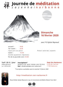 Dimanche 16 février 2020 journée de méditation zen à Narbonne