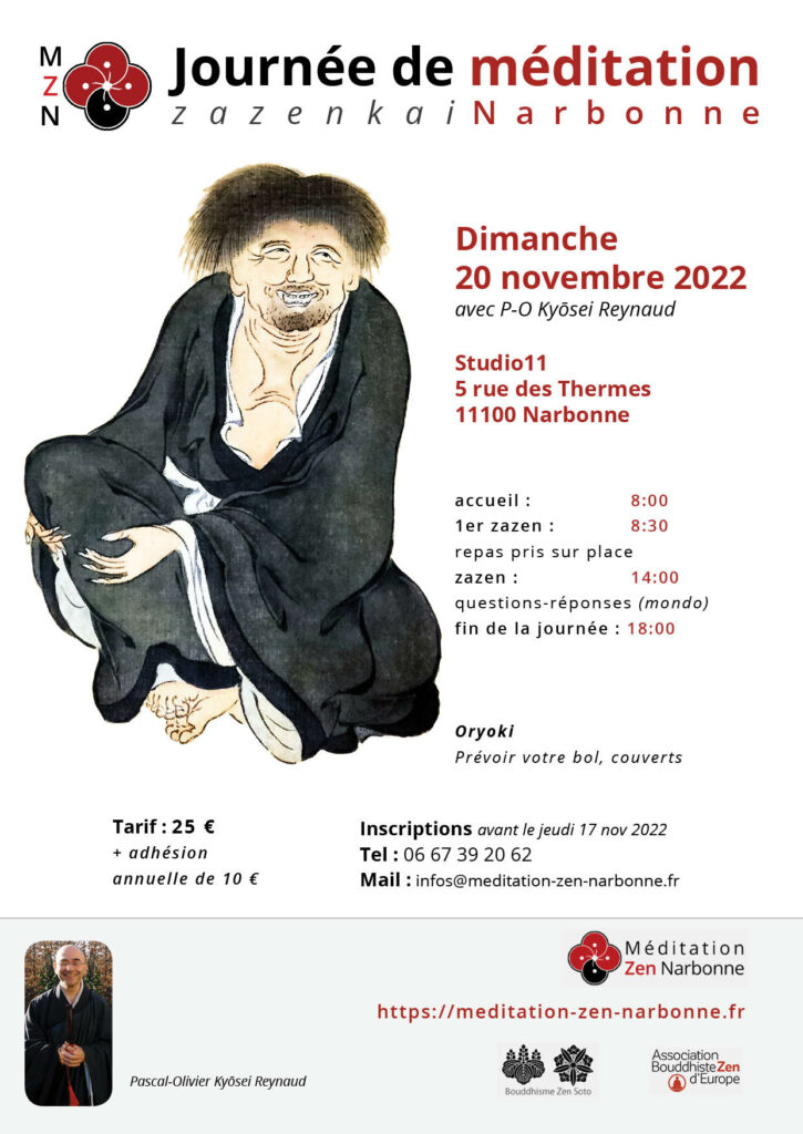 Zazenkai - Journée de méditation zen à Narbonne avec Pascal-Olivier Kyosei Reynaud le 20 novembre 2022 - Studio11