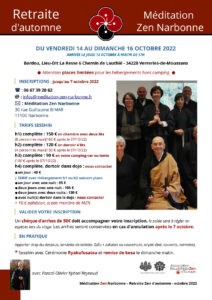 Retraite / Sesshin de Méditation zen à La Clairière du Soi organisée par Méditation Zen Narbonne.