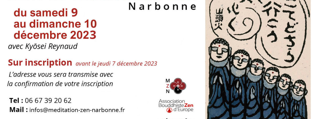 Décembre 2023 - Nuit de méditation Zen à Narbonne avec Pascal-Olivier Kyōsei Reynaud en commémoration de l'Eveil du Bouddha.
