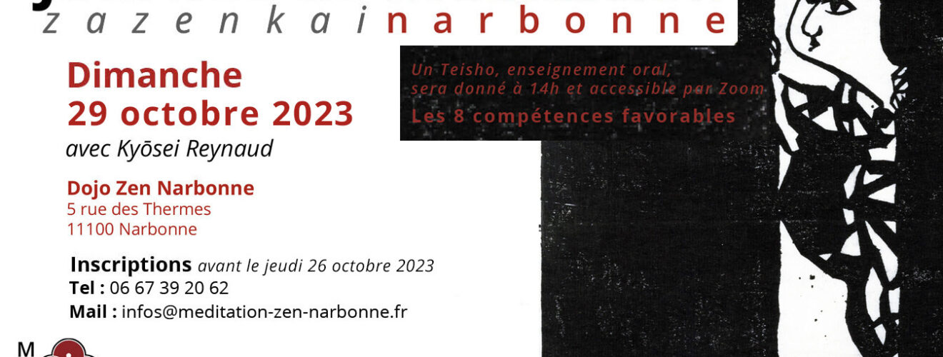 Journée de méditation zen, Zazenkai, le 29 10 2023 avec un teisho, enseignement oral de maître Pascal-Olivier Kyosei Reynaud