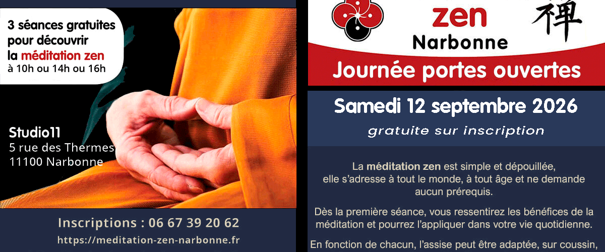 2026 samedi 12 septembre - Journée portes ouvertes - Découverte de la méditation zen - MZN