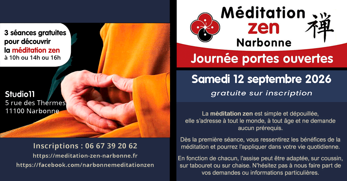 2026 samedi 12 septembre - Journée portes ouvertes - Découverte de la méditation zen - MZN
